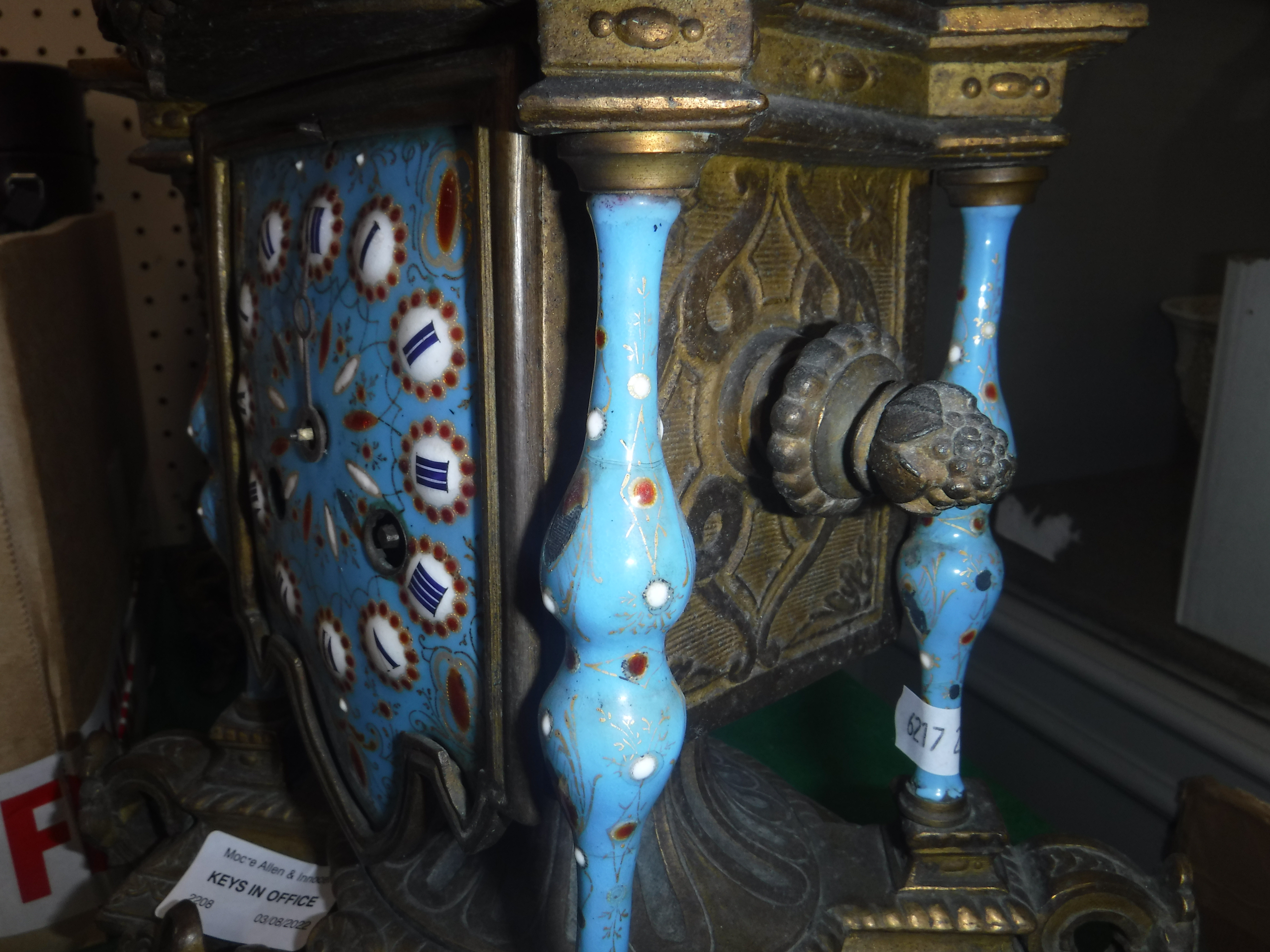 A 19th Century French gilt spelter and enamel cased mantel clock, - Image 23 of 24