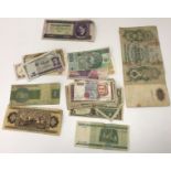 A collection of various World coinage and bank notes including a 1924 silver dollar,