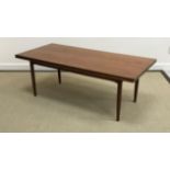 A 1960's Scandinavian (probably Danish) teak coffee table of rectangular form,