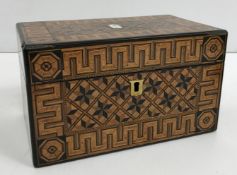 A 19th Century parquetry work two section tea caddy,