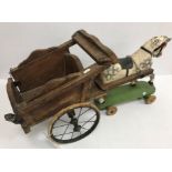 A vintage Triang dappled horse and cart,