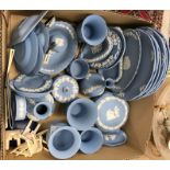 A collection of pale blue Jasperware inc