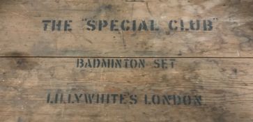 A pine box inscribed "The Special Club b