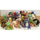 A box containing various Ty Beanie Babie