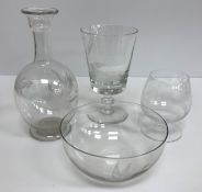 A collection of cut glassware including