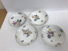 A set of four 19th Century Meissen bowls