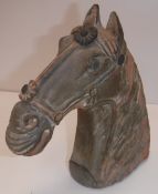A Chinese painted terracotta horse head