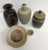 A collection of pottery to include a Dan