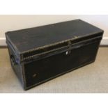 A circa 1800 studded leather trunk of sm