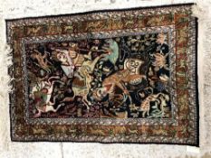 A Persian pictorial rug, the central pan