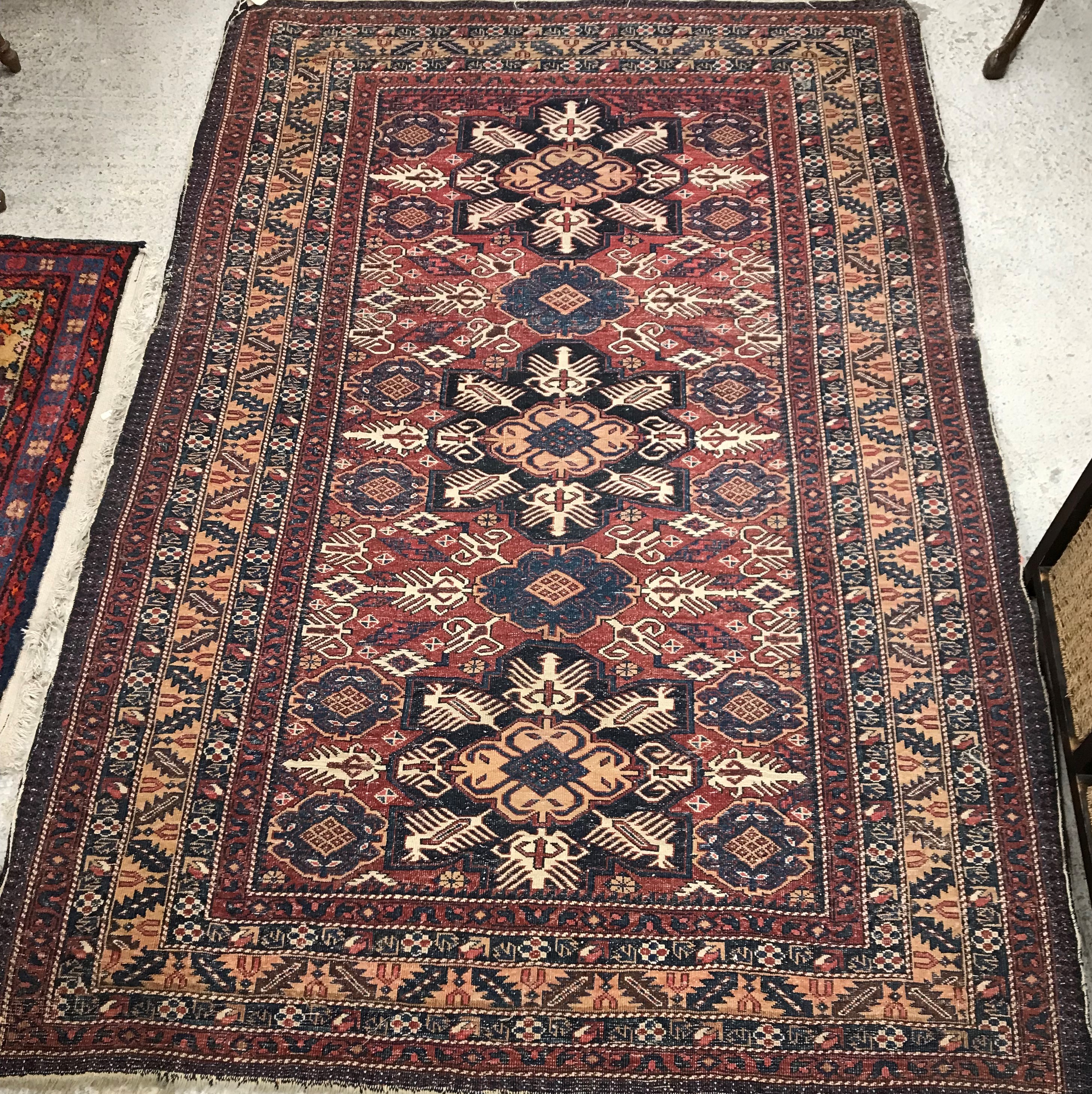 A vintage Caucasian rug, the central pan - Image 2 of 2