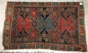 A vintage Shirvan rug, the central panel