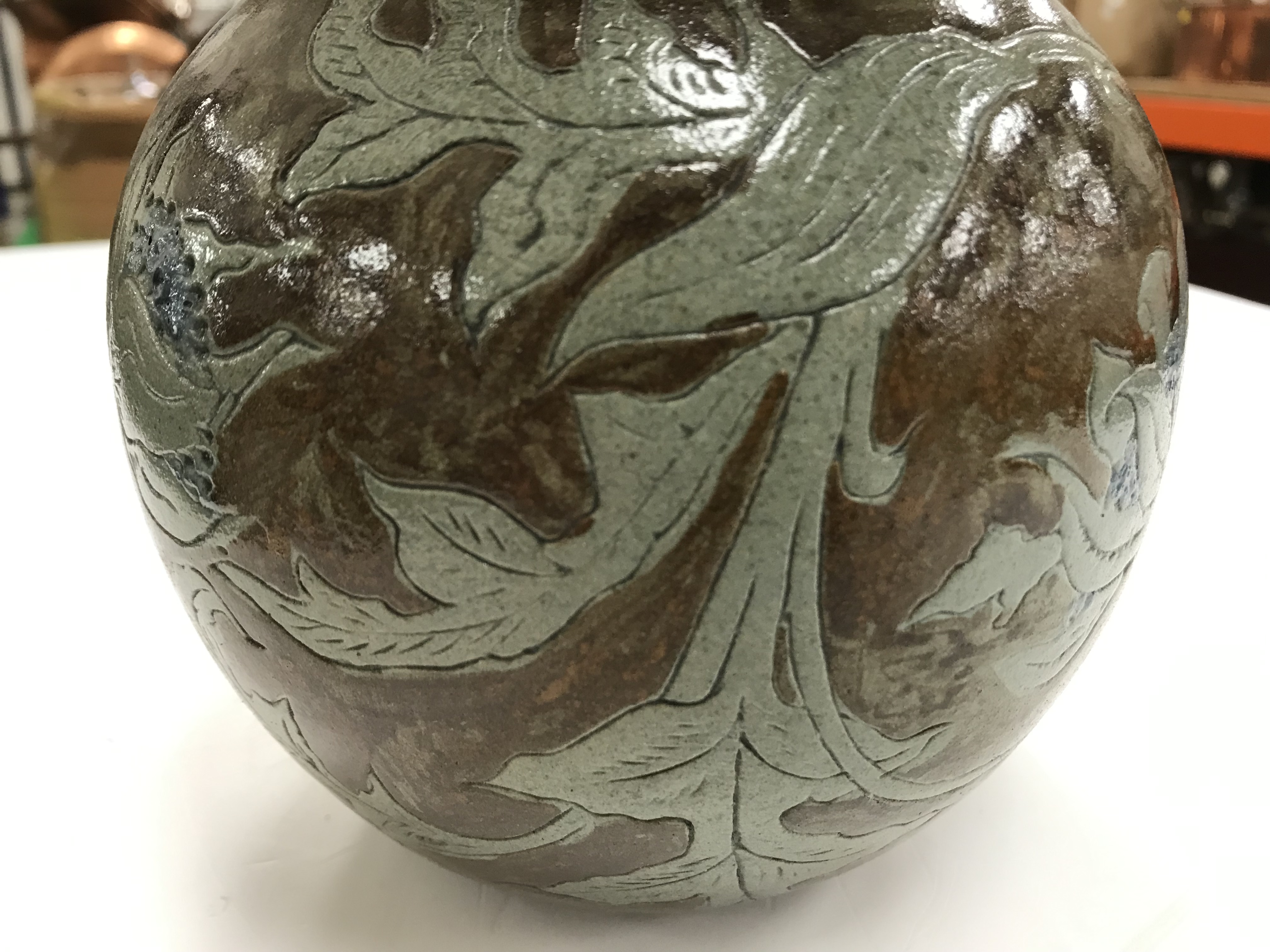 A late 19th Century Martin Brothers pottery vase with foliate decoration, - Image 15 of 24