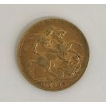 A 1908 Edward VII gold sovereign