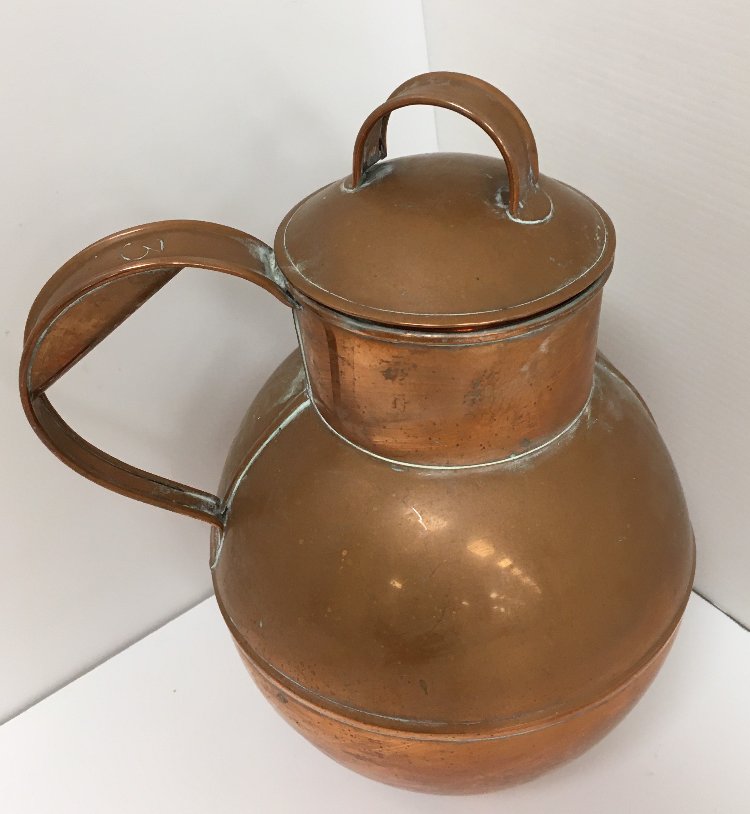 A selection of copper ware including coal helmet, kettle, coffee pot, - Image 4 of 13