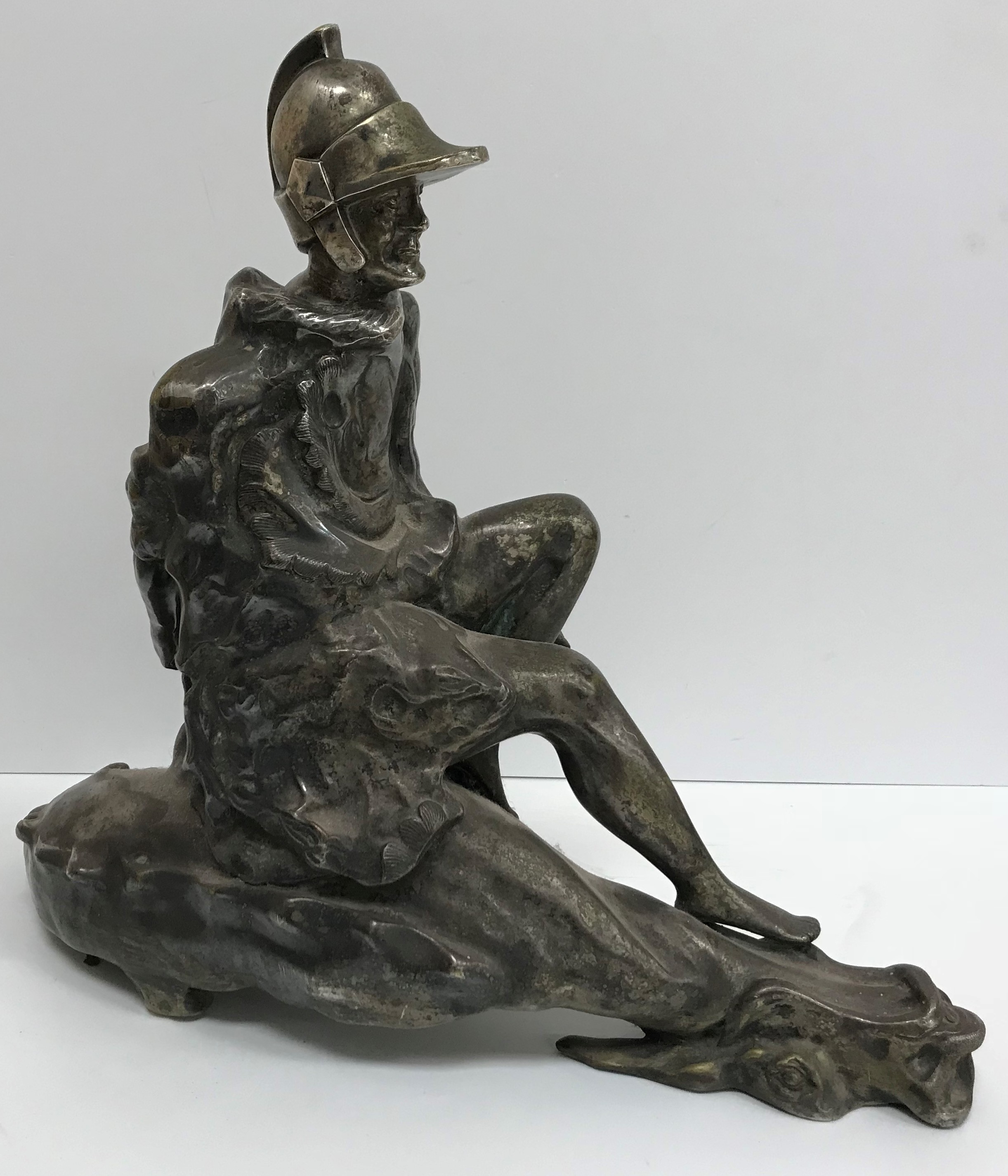 A modern silvered bronze figure of St. - Image 3 of 3