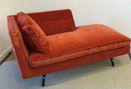 A modern Love Your Home 'Tallulah' chaise longue / day bed in orange / paprika mohair velvet