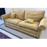 A good quality yellow ground upholstered sofa bed,