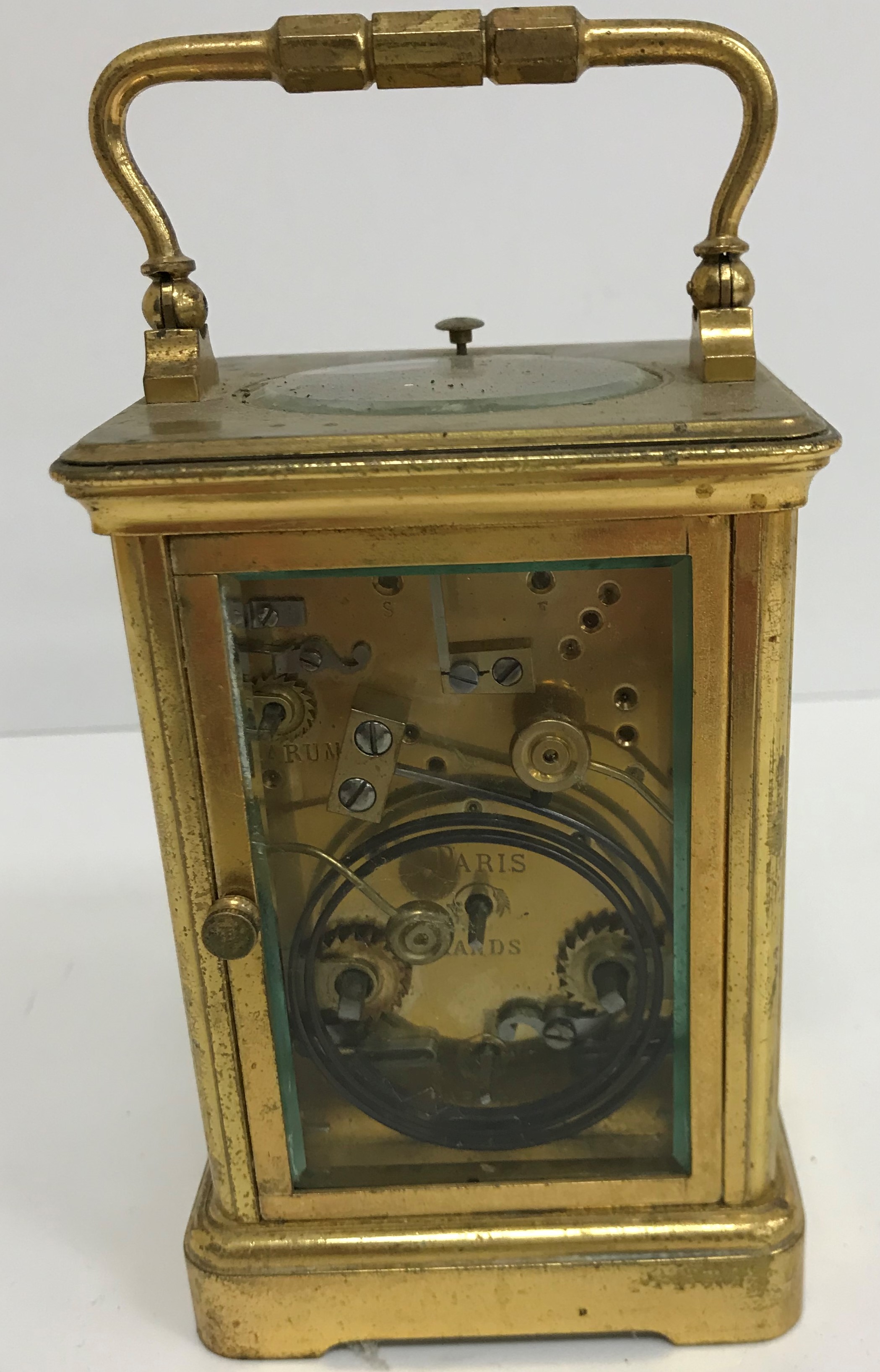 A circa 1900 French lacquered brass cased carriage clock 12. - Image 2 of 3