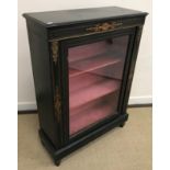 A Victorian ebonised and marquetry inlaid single drawer side cabinet, 76.