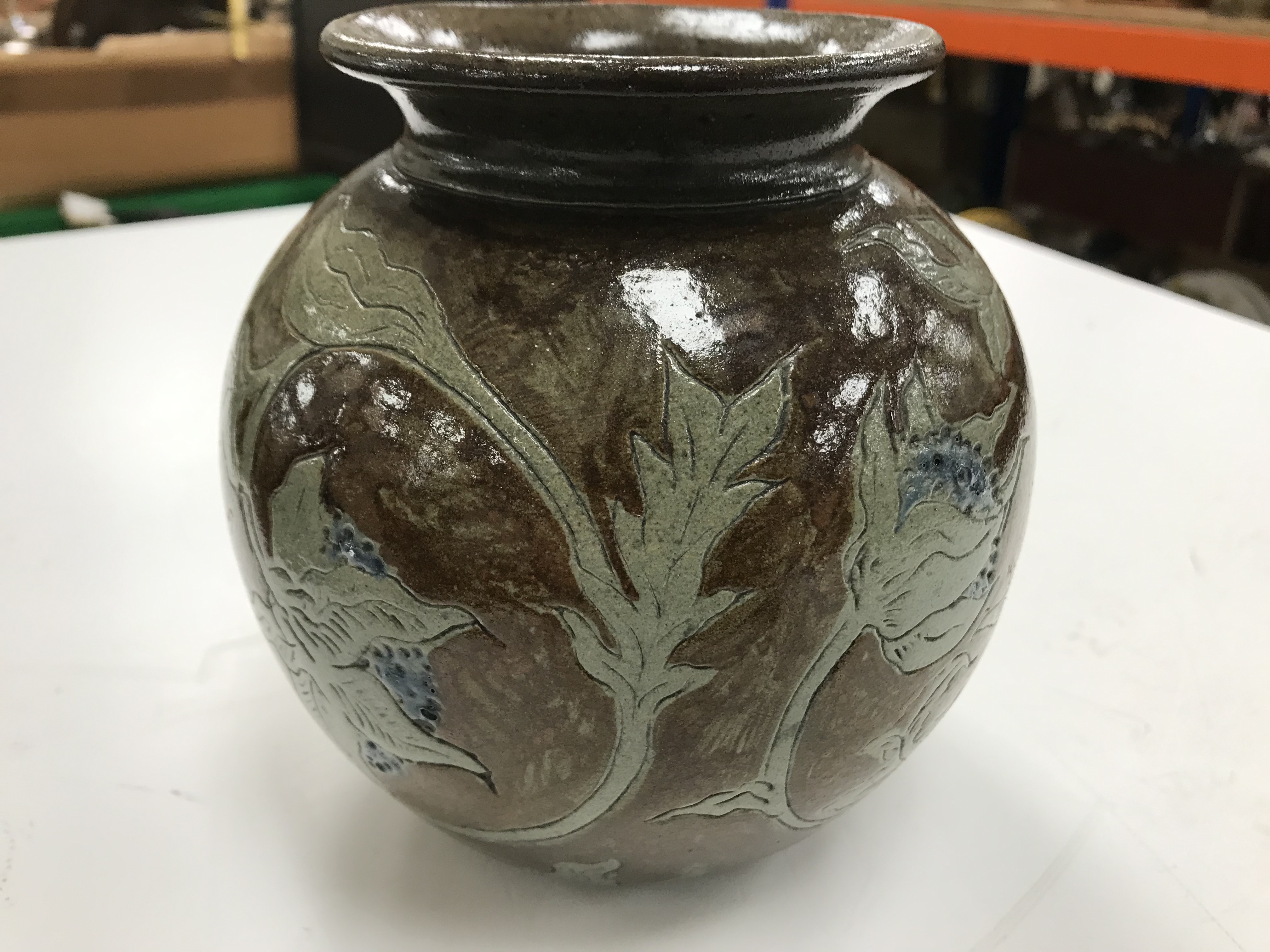 A late 19th Century Martin Brothers pottery vase with foliate decoration, - Image 8 of 24
