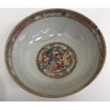 An 18th Century Kangxi palette polychrome decorated bowl with all over figural panel decoration