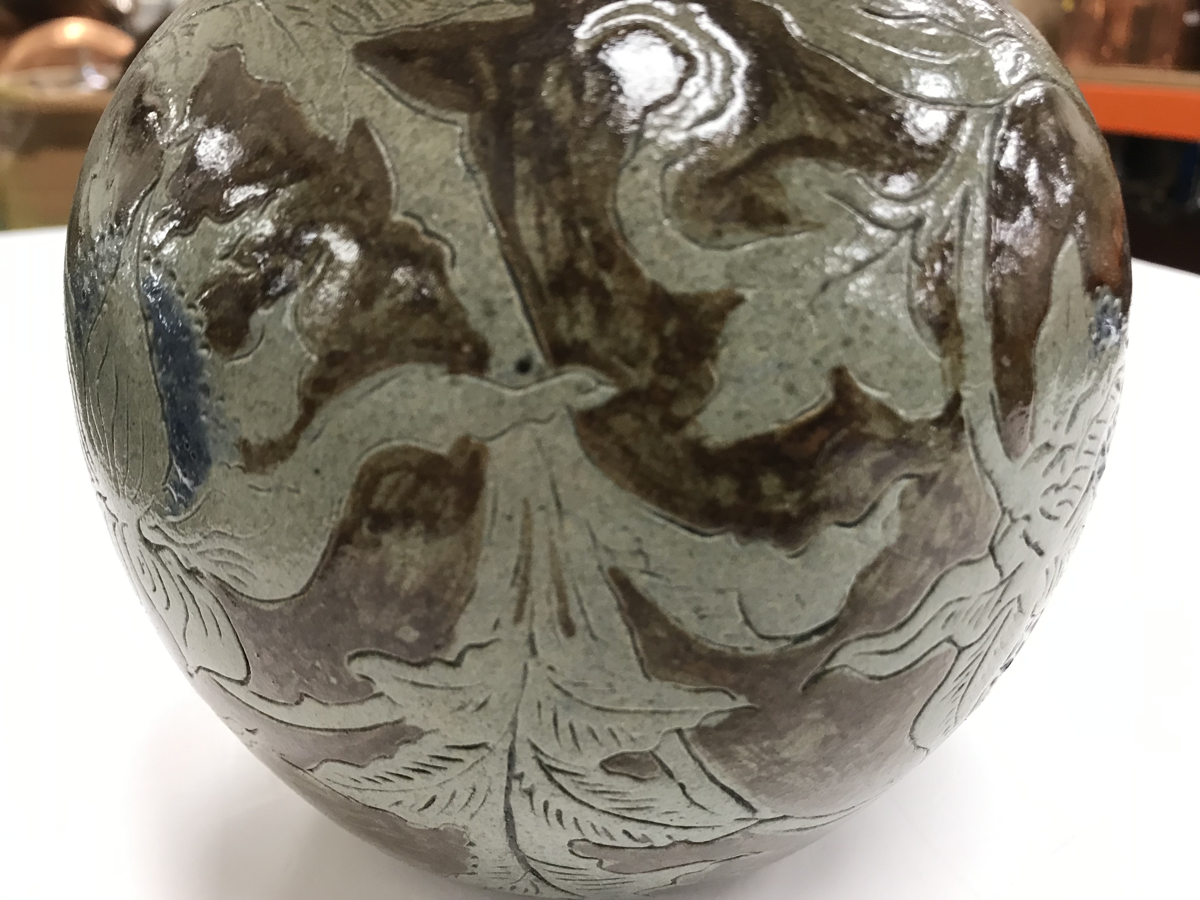 A late 19th Century Martin Brothers pottery vase with foliate decoration, - Image 6 of 24