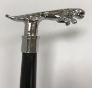 A modern walking stick with Jaguar style chromed handle to top