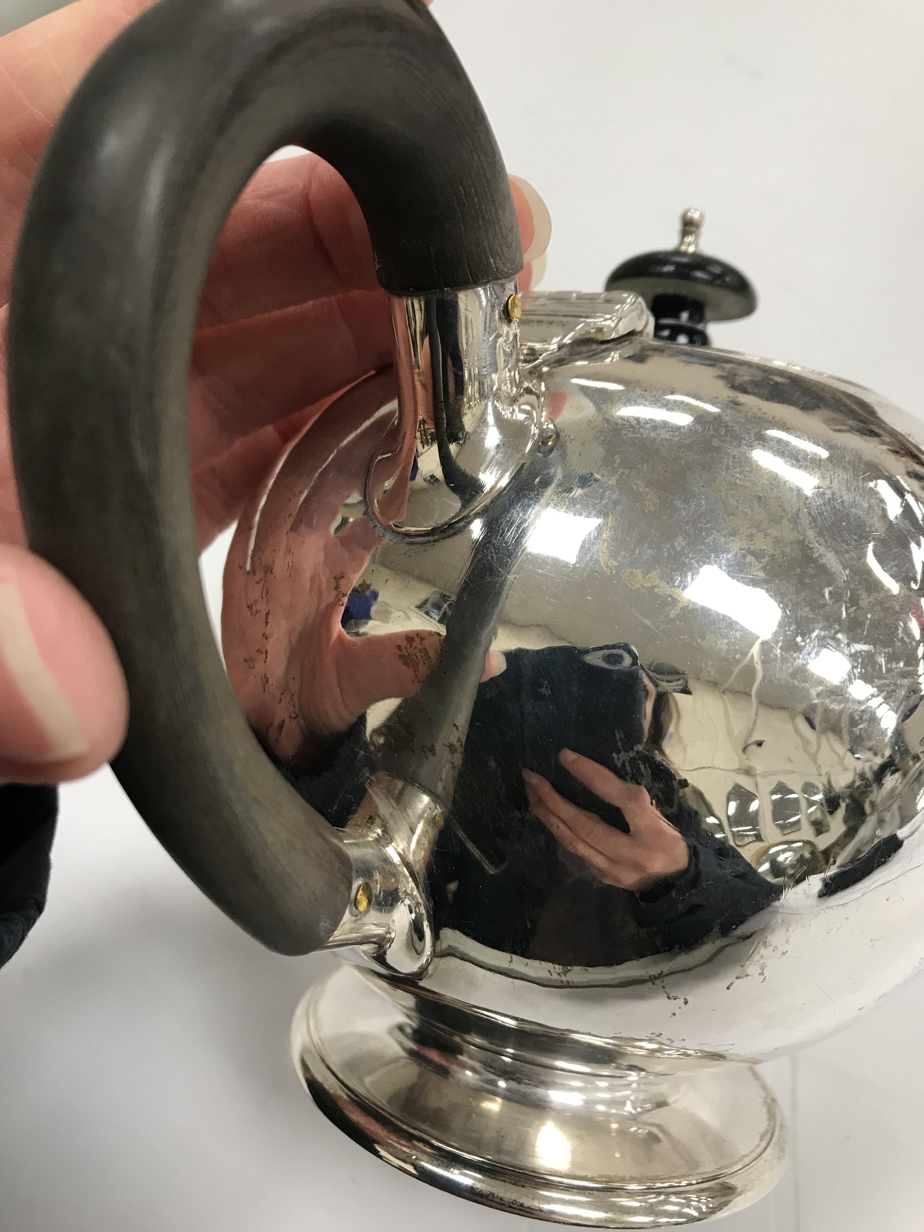 A Victorian silver bullet-shaped teapot with ebonised handle and finial (by Charles Stuart Harris, - Image 15 of 27