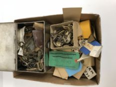 A box of assorted vintage keys of various age and size,
