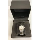A Gucci ladies wristwatch with mother of pearl face with diamond set numeral markers,