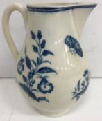 A Caughley blue and white floral decorated sparrow beak jug, 10.