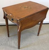 A 20th Century satinwood and hand-painted Pembroke table of butterfly form in the Sheraton Revival