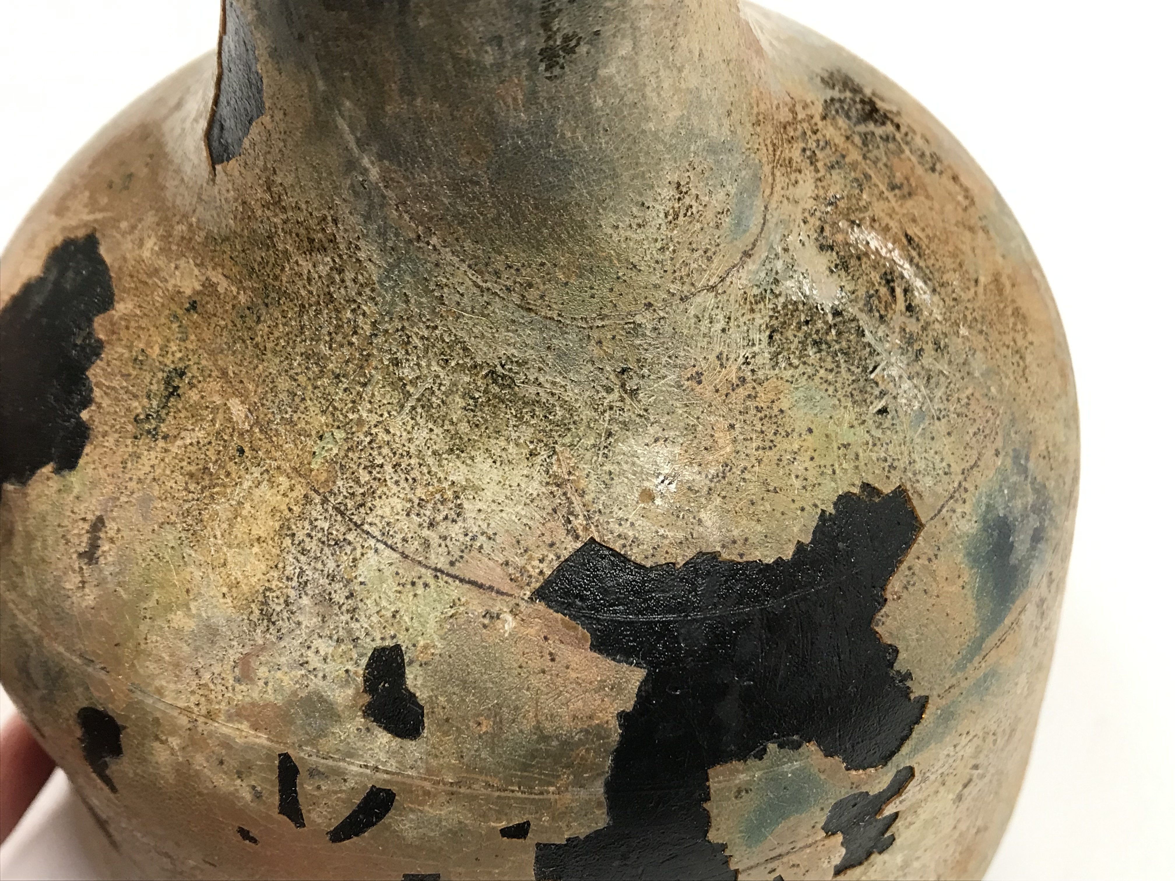 A mid 18th Century English black glass mallet-shaped wine bottle, - Image 10 of 33
