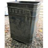 A cast iron litter bin of square form with canted corners, inscribed "Litter" to two sides, 50.