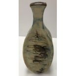A late 19th Century Martin Brothers pottery vase with incised fish and seaweed decoration,