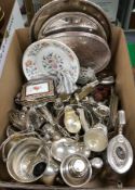 A quantity of silver and plated wares to include cocktail shaker, teapot, ice bucket, coaster,