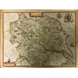 AFTER JOHN SPEEDE "York Shire", a black and white engraved map, later coloured,