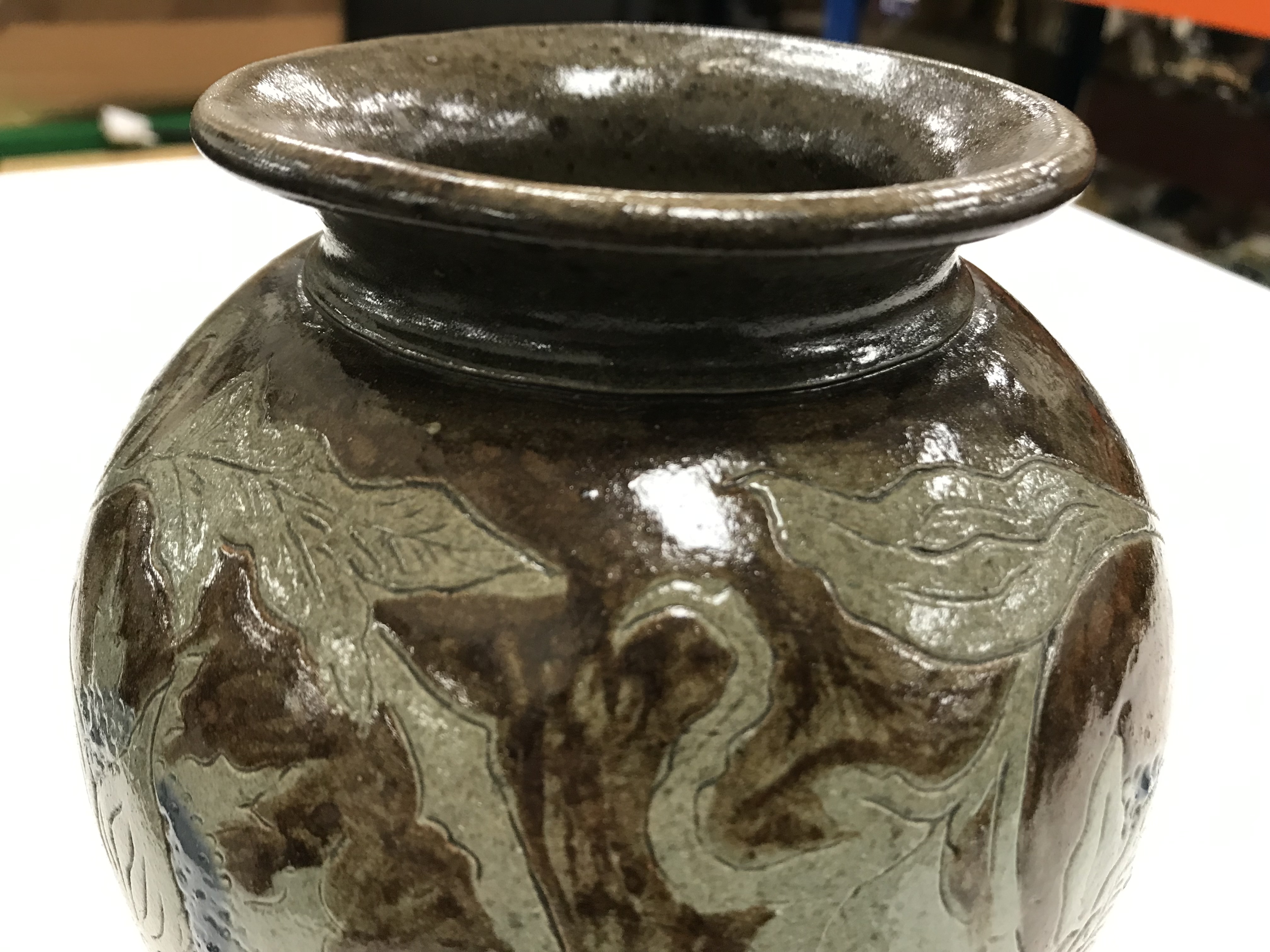 A late 19th Century Martin Brothers pottery vase with foliate decoration, - Image 5 of 24