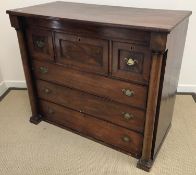 A Victorian mahogany Scotch type chest with three small drawers over three long drawers,
