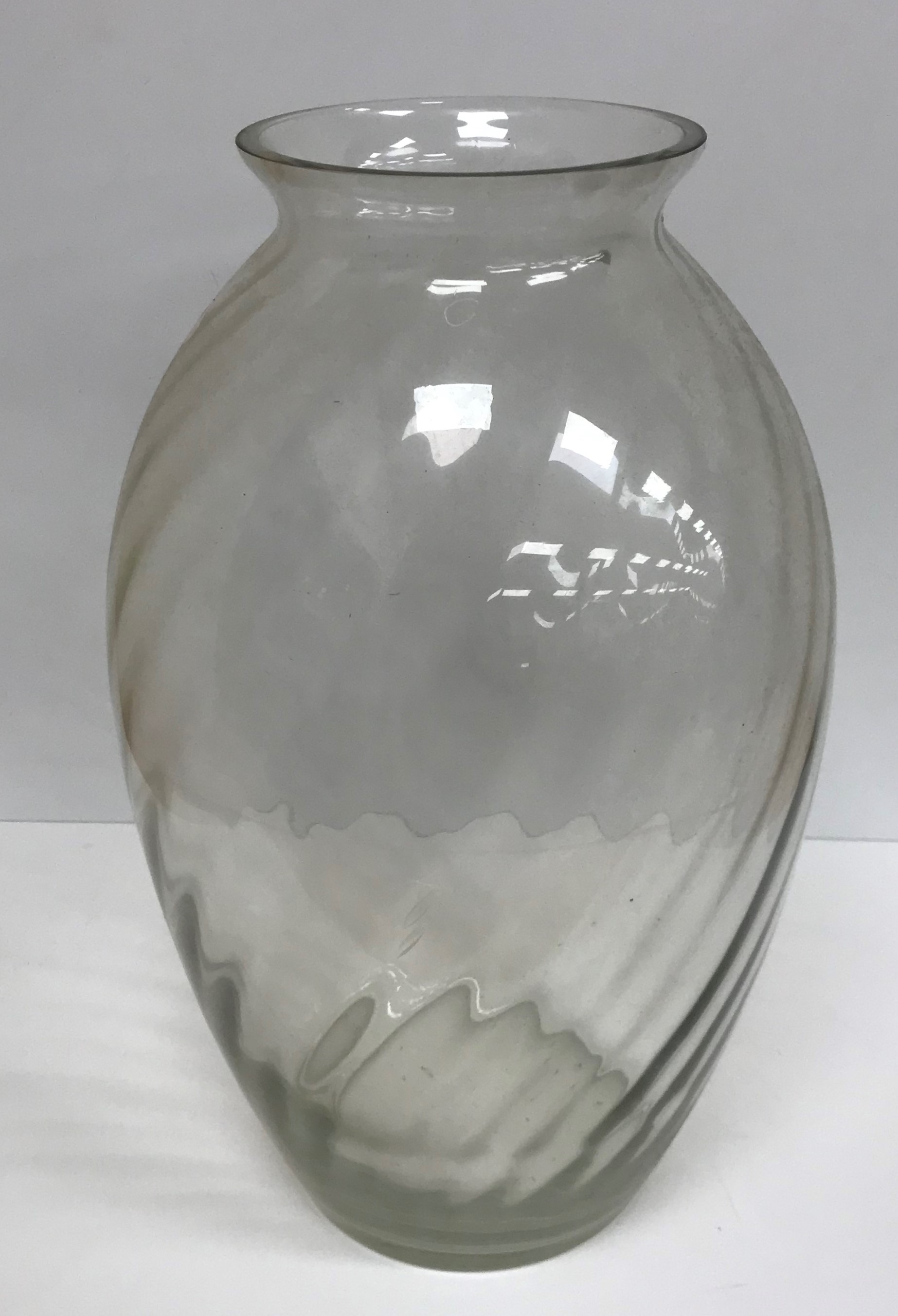 A large glass carboy 54 cm high together with a further large glass vase with writhen type - Image 2 of 2