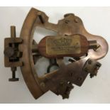 A modern brass sextant bearing inscribed "Kelvin & Hughes London 1917",