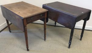 A 19th Century mahogany drop-leaf Pembroke table on turned legs,