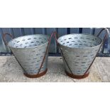 Two anodised metal olive / oyster buckets with twin handles, each 44.