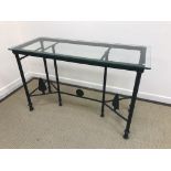 A modern Filipino wrought iron framed console table,