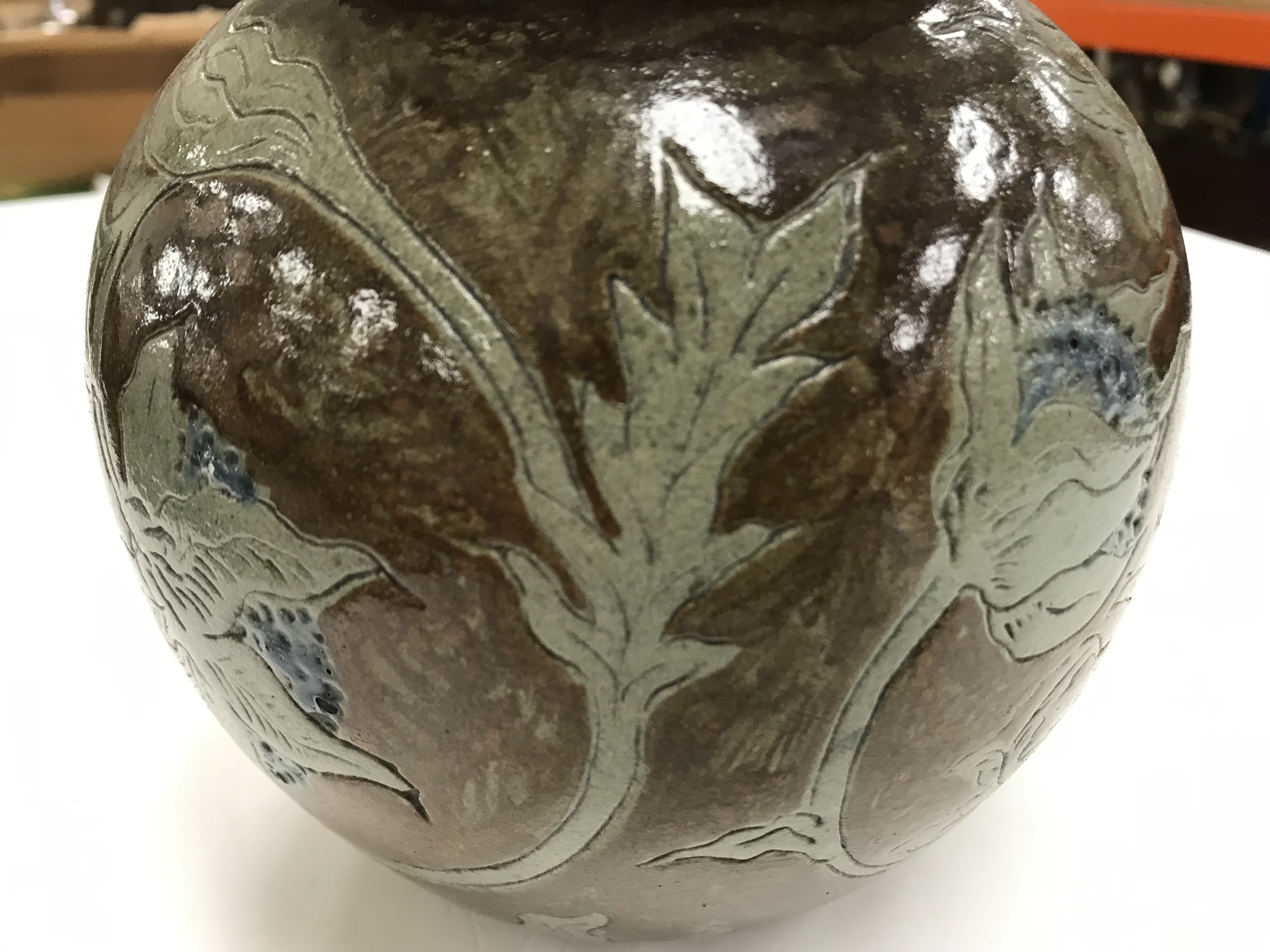 A late 19th Century Martin Brothers pottery vase with foliate decoration, - Image 10 of 24
