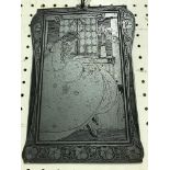 A late 19th Century engraved printing plate depicting a seated girl reading by window within an Art