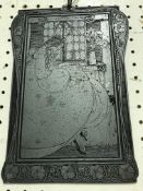 A late 19th Century engraved printing plate depicting a seated girl reading by window within an Art