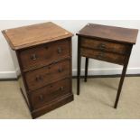 A Victorian mahogany chest of small proportions with three drawers with brass ring handles,