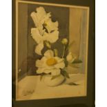 R C TODHUNTER "White rhodedendrons", watercolour study, signed lower right, bears labels verso,